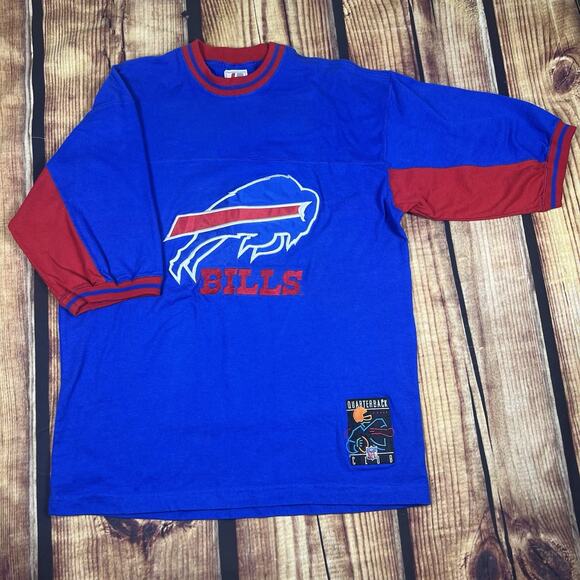 Vintage Buffalo Bills Jim Kelly 12 Jersey T-Shirt USA Legends QB Club Mens Large